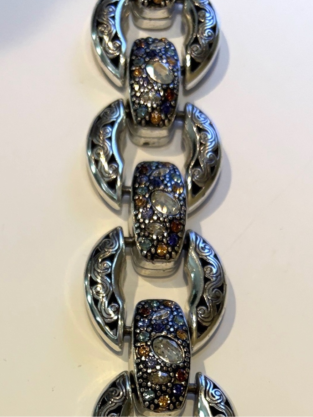 Brighton Jewelry Bracelet Crystal Voyage Chunky Link Bracelet Silver Crystals - Picture 8 of 13